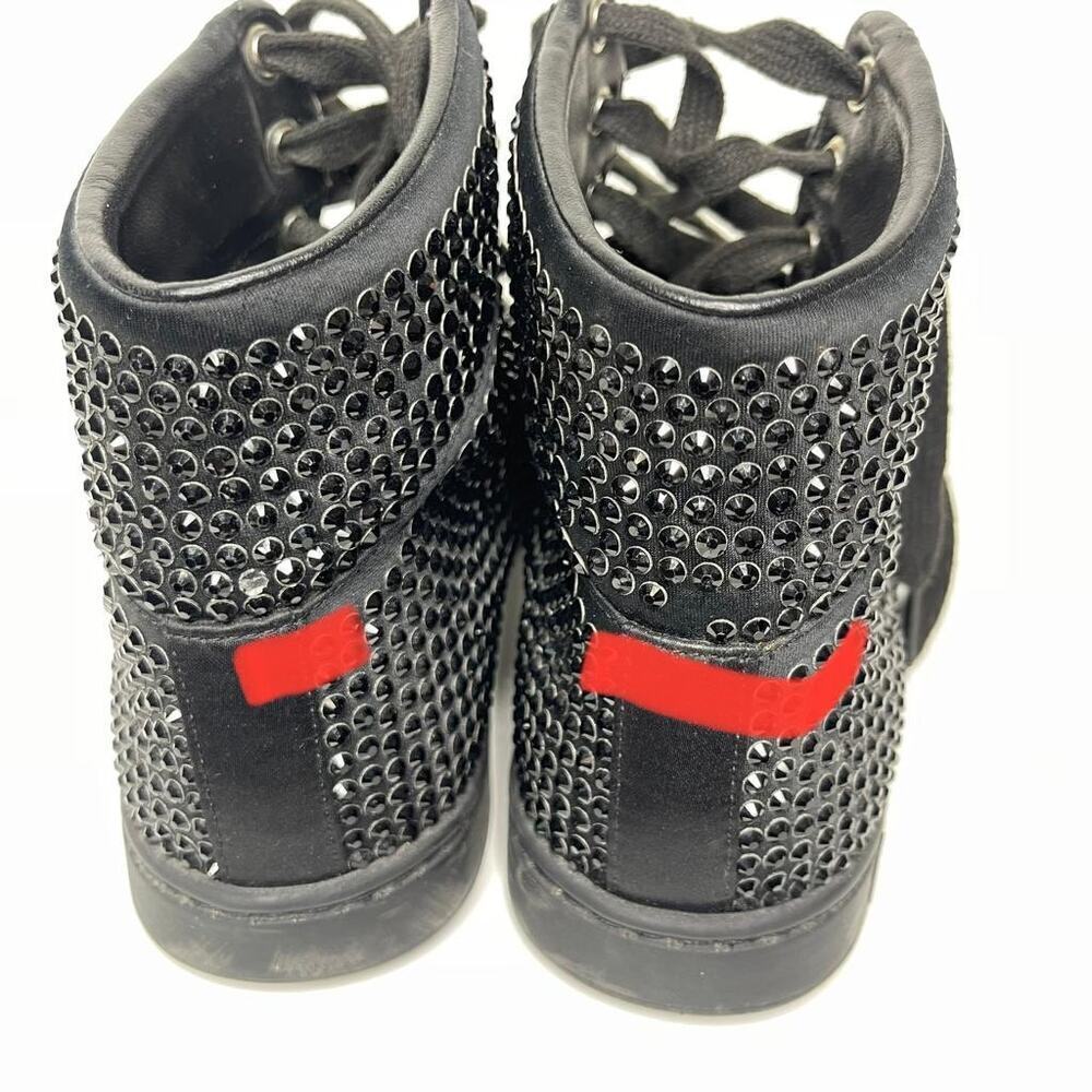 Gucci Black Satin Crystal Embellished Coda High Top Sneakers 36 - Picture 4 of 11